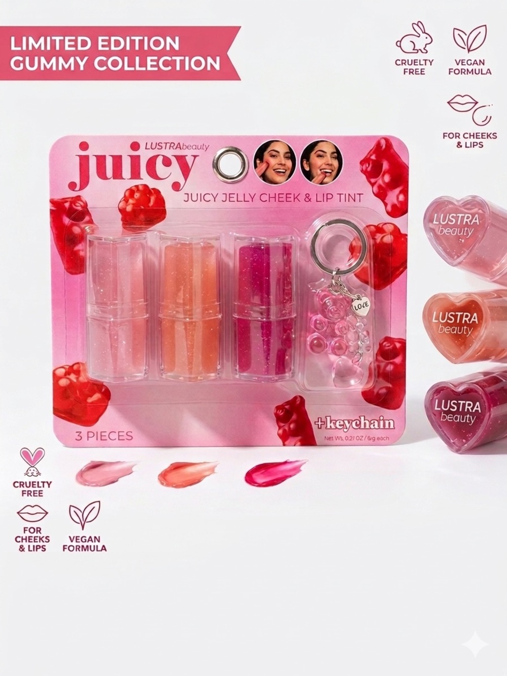 Juicy Couture Juicy Jelly Cheek & Lip Tint Trio - Pink, Peach, Rose